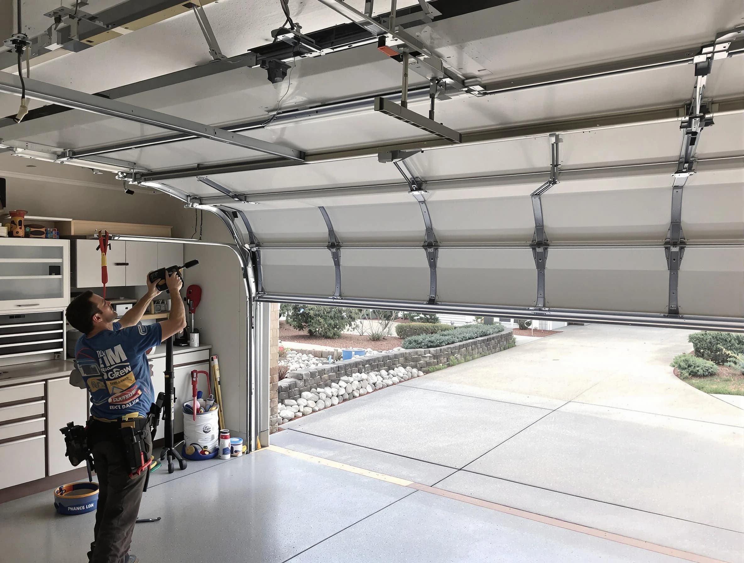 Garage door track repair service by Dracut Garage Door Repair in Dracut