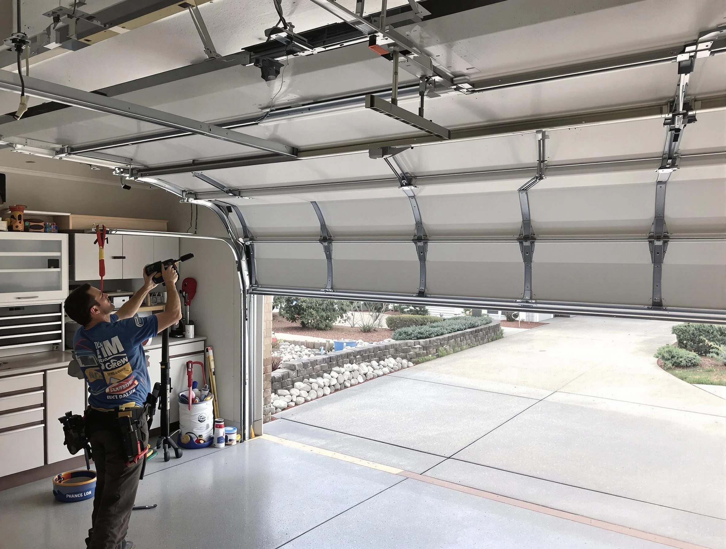 Garage door track repair service by Dracut Garage Door Repair in Dracut